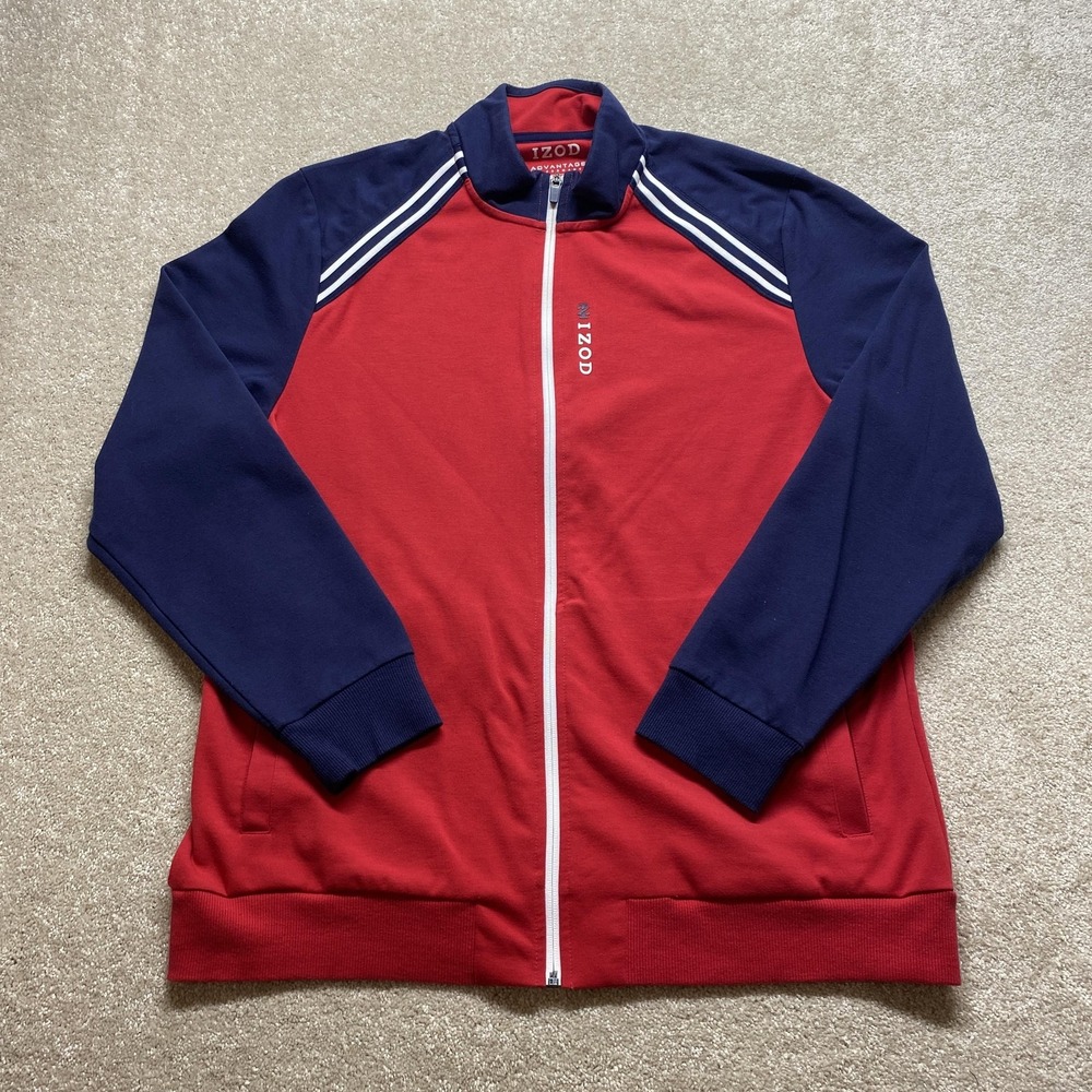 Izod Jacket Mens Large Full‎ Zip Advantage Performance Stretch Track Athletic